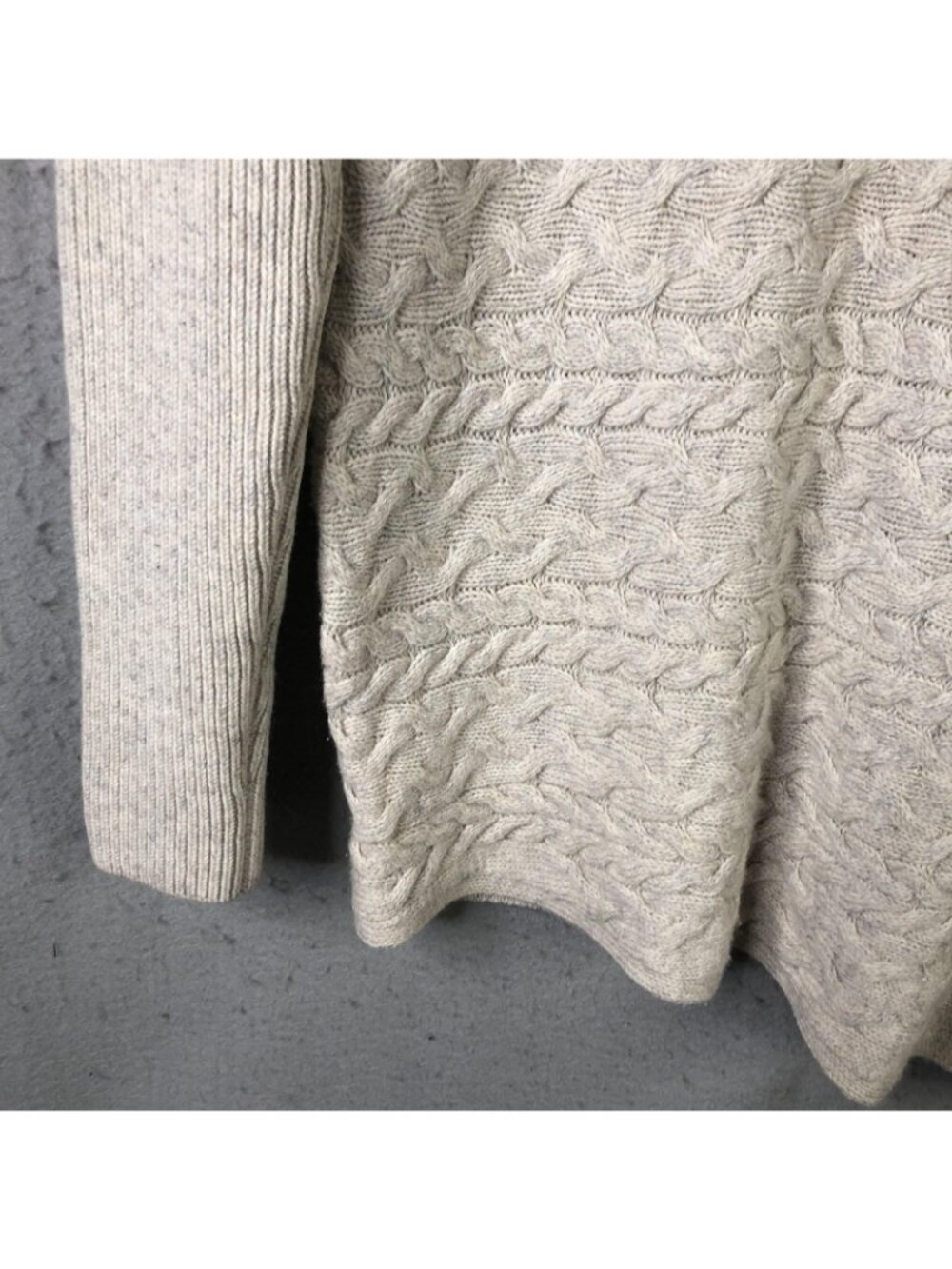 Athleta Sweater Women M Beige Cashmere Cable Knit Quiet Luxury Fisherman Neutral - Picture 14 of 16